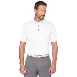 Men's Grand Slam Off Course Regular-Fit Textured Pocket Golf Polo -Cheap Mens Casual Outdoor Clothing Store 3203712 Bright White