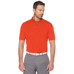 Men's Grand Slam Off Course Regular-Fit Textured Pocket Golf Polo -Cheap Mens Casual Outdoor Clothing Store 3203712 Pumpkin Puree