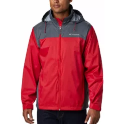 Men's Columbia Glennaker Packable Rain Jacket -Cheap Mens Casual Outdoor Clothing Store 3395672 Mountain Red Graphite