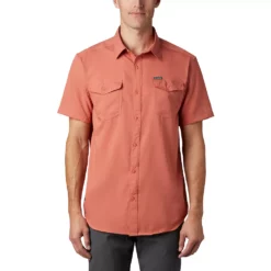 Utilizer™ II Solid Short Sleeve Shirt -Cheap Mens Casual Outdoor Clothing Store 3399420 Dark Coral