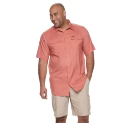 Big & Tall Columbia Utilizer Button-Down Shirt -Cheap Mens Casual Outdoor Clothing Store 3400449 Dark Coral
