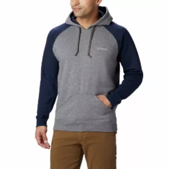 Men's Columbia Hart Mountain Hoodie -Cheap Mens Casual Outdoor Clothing Store 3595641 Charcoal Heather Navy