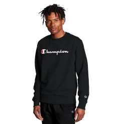Men's Champion® Powerblend Fleece Sweatshirt -Cheap Mens Casual Outdoor Clothing Store 3614978 Black Black