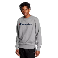 Men's Champion® Powerblend Fleece Sweatshirt -Cheap Mens Casual Outdoor Clothing Store 3614978 Oxford Gray