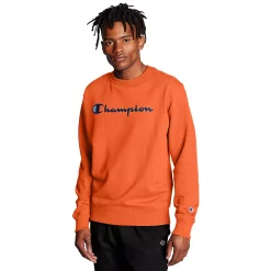 Men's Champion® Powerblend Fleece Sweatshirt -Cheap Mens Casual Outdoor Clothing Store 3614978 Poppy Orange
