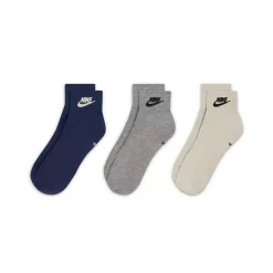 Men's Nike 3-Pack Everyday Essential Ankle Socks -Cheap Mens Casual Outdoor Clothing Store 3632023 Gray Navy