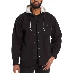 Men's Wolverine Overman Hooded Shirt Jacket -Cheap Mens Casual Outdoor Clothing Store 3693550 Black