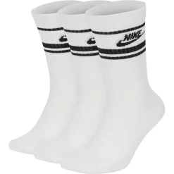 Men's Nike Everyday Essential 3-pack Striped Crew Socks -Cheap Mens Casual Outdoor Clothing Store 3708366 White Black