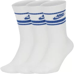 Men's Nike Everyday Essential 3-pack Striped Crew Socks -Cheap Mens Casual Outdoor Clothing Store 3708366 White Royal
