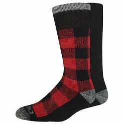 Men's Dickies 2-Pack Heavyweight Wool-Blend Thermal Crew Socks -Cheap Mens Casual Outdoor Clothing Store 3718549 Red Plaid