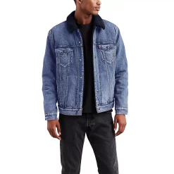 Men's Levi's® Sherpa-Lined Trucker Jacket -Cheap Mens Casual Outdoor Clothing Store 3753742 In The Navy