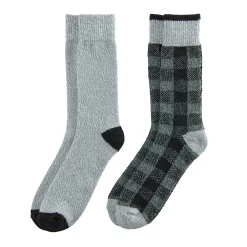 Men's Climatesmart® by Cuddl Duds 2-Pack Buffalo Check & Twist Crew Socks -Cheap Mens Casual Outdoor Clothing Store 3768182 ALT