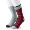 Men's Climatesmart® by Cuddl Duds 2-Pack Buffalo Check & Twist Crew Socks -Cheap Mens Casual Outdoor Clothing Store 3768182 Red Black