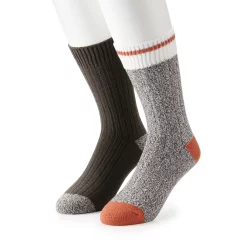 Cuddl Duds Socks For Men 2-Pack Twist Ribbed Crew Socks -Cheap Mens Casual Outdoor Clothing Store 3768491 Java Twist