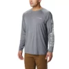 Men's Columbia PFG Terminal Tackle™ Heather Long Sleeve Shirt -Cheap Mens Casual Outdoor Clothing Store 3843032 Charcoal Heather
