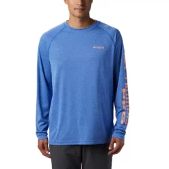 Men's Columbia PFG Terminal Tackle™ Heather Long Sleeve Shirt -Cheap Mens Casual Outdoor Clothing Store 3843032 Vivid Blue Heather