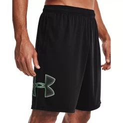 Big & Tall Under Armour Tech Graphic Shorts -Cheap Mens Casual Outdoor Clothing Store 3869040 Black Matcha Green