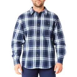 Men's Smith's Workwear Buffalo Plaid Flannel Button-Down Shirt -Cheap Mens Casual Outdoor Clothing Store 4134071 New Navy