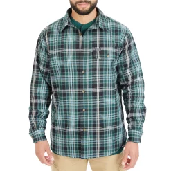 Men's Smith's Workwear Buffalo Plaid Flannel Button-Down Shirt -Cheap Mens Casual Outdoor Clothing Store 4134071 Teal