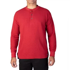 Men's Smith's Workwear Mini-Thermal Knit Henley -Cheap Mens Casual Outdoor Clothing Store 4134148 Dark Red