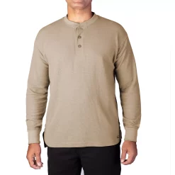 Men's Smith's Workwear Mini-Thermal Knit Henley -Cheap Mens Casual Outdoor Clothing Store 4134148 Khaki