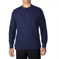 Men's Smith's Workwear Mini-Thermal Knit Henley -Cheap Mens Casual Outdoor Clothing Store 4134148 Navy