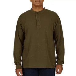 Men's Smith's Workwear Mini-Thermal Knit Henley -Cheap Mens Casual Outdoor Clothing Store 4134148 Olive
