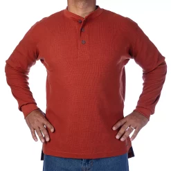 Men's Smith's Workwear Mini-Thermal Knit Henley -Cheap Mens Casual Outdoor Clothing Store 4134148 Rust