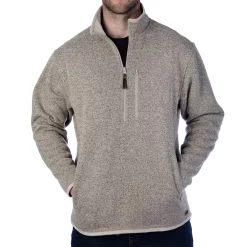 Men's Smith's Workwear Quarter-Zip Sweater Fleece Pullover Jacket -Cheap Mens Casual Outdoor Clothing Store 4134162 Oatmeal Heather