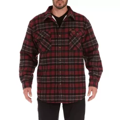 Men's Smith's Workwear Plaid Sherpa-Lined Cotton Flannel Shirt Jacket -Cheap Mens Casual Outdoor Clothing Store 4134573 Burgundy