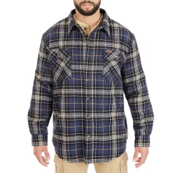 Men's Smith's Workwear Plaid Sherpa-Lined Cotton Flannel Shirt Jacket -Cheap Mens Casual Outdoor Clothing Store 4134573 Navy 437