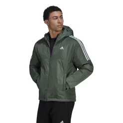 Men's adidas Core Insulated Hooded Jacket -Cheap Mens Casual Outdoor Clothing Store 4323243 Green Oxide