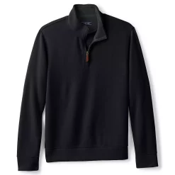 Men's Lands' End Bedford Regular-Fit Ribbed Quarter-Zip Pullover Sweater -Cheap Mens Casual Outdoor Clothing Store 4422815 Black