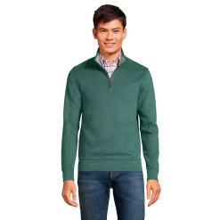 Men's Lands' End Bedford Regular-Fit Ribbed Quarter-Zip Pullover Sweater -Cheap Mens Casual Outdoor Clothing Store 4422815 Deep Green Heather