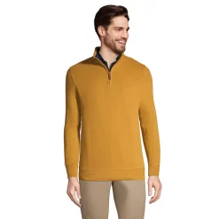 Men's Lands' End Bedford Regular-Fit Ribbed Quarter-Zip Pullover Sweater -Cheap Mens Casual Outdoor Clothing Store 4422815 Golden Brown