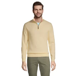 Men's Lands' End Bedford Regular-Fit Ribbed Quarter-Zip Pullover Sweater -Cheap Mens Casual Outdoor Clothing Store 4422815 Golden Candle Light