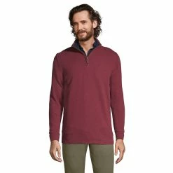 Men's Lands' End Bedford Regular-Fit Ribbed Quarter-Zip Pullover Sweater -Cheap Mens Casual Outdoor Clothing Store 4422815 Rich Burgundy