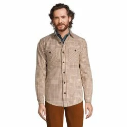 Men's Lands' End Traditional-Fit Rugged Flannel Button-Down Shirt 23 Men's Lands' End Traditional-Fit Rugged Flannel Button-Down Shirt -Cheap Mens Casual Outdoor Clothing Store 4423080 Brown Glen Check