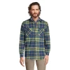 Men's Lands' End Traditional-Fit Rugged Flannel Button-Down Shirt -Cheap Mens Casual Outdoor Clothing Store 4423080 Green Navy Plaid