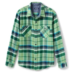 Men's Lands' End Traditional-Fit Rugged Flannel Button-Down Shirt 15 Men's Lands' End Traditional-Fit Rugged Flannel Button-Down Shirt -Cheap Mens Casual Outdoor Clothing Store 4423080 Green Plaid