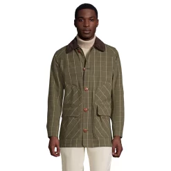 Men's Lands' End Barn Coat -Cheap Mens Casual Outdoor Clothing Store 4423157 Forest Moss Check