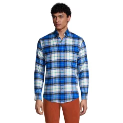 Men's Lands' End Traditional-Fit Printed Flagship Flannel Button-Down Shirt 13 Men's Lands' End Traditional-Fit Printed Flagship Flannel Button-Down Shirt -Cheap Mens Casual Outdoor Clothing Store 4430404 Cobalt Multi Plaid