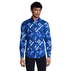 Men's Lands' End Traditional-Fit Printed Flagship Flannel Button-Down Shirt 12 Men's Lands' End Traditional-Fit Printed Flagship Flannel Button-Down Shirt -Cheap Mens Casual Outdoor Clothing Store 4430404 Navy Prosperity Quilt