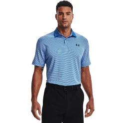 Men's Under Armour Striped Classic-Fit Performance Golf Polo -Cheap Mens Casual Outdoor Clothing Store 4526407 Victory Blue