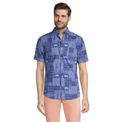 Men's Lands' End Traditional-Fit Essential Lightweight Poplin Button-Down Shirt -Cheap Mens Casual Outdoor Clothing Store 4549026 Blue Nautical Patch