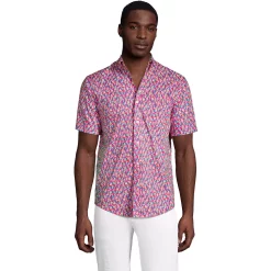 Men's Lands' End Traditional-Fit Essential Lightweight Poplin Button-Down Shirt -Cheap Mens Casual Outdoor Clothing Store 4549026 Magenta Sailboats