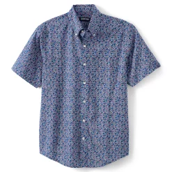Men's Lands' End Traditional-Fit Essential Lightweight Poplin Button-Down Shirt -Cheap Mens Casual Outdoor Clothing Store 4549026 Navy Floral