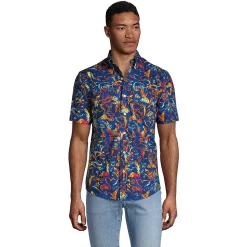 Men's Lands' End Traditional-Fit Essential Lightweight Poplin Button-Down Shirt -Cheap Mens Casual Outdoor Clothing Store 4549026 Navy Ombre Sea Life