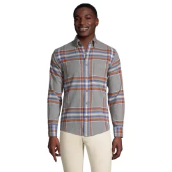 Men's Lands' End Tailored-Fit Flagship Flannel Shirt -Cheap Mens Casual Outdoor Clothing Store 4549502 Heather Art Plaid