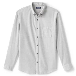 Men's Lands' End Traditional-Fit Flagship Flannel Shirt -Cheap Mens Casual Outdoor Clothing Store 4549519 Gray Heather